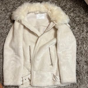 White faux fur lotto jacket